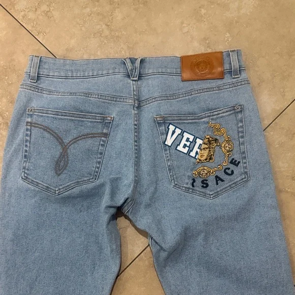 Versace Light Blue Men's Straight Jeans - Picture 3 of 6